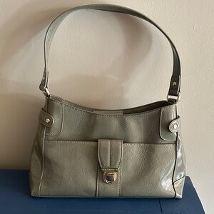 Liz Claiborne Chic Gray Leather Shoulder Bag